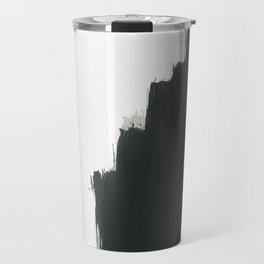 Beige Black and White Abstract Painting Travel Mug