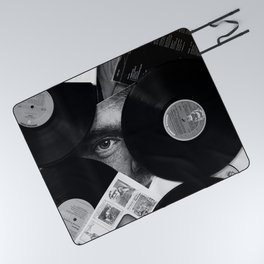 Long-playing Records and Covers in Black and White - Good Memories #decor #society6 #buyart Picnic Blanket