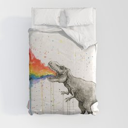 T-Rex Dinosaur Vomits Rainbow Comforter