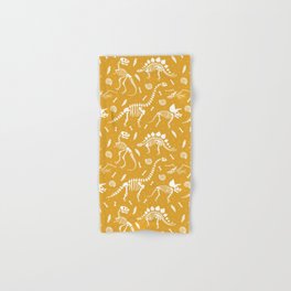 Dinosaur Fossils on Mustard Yellow Hand & Bath Towel