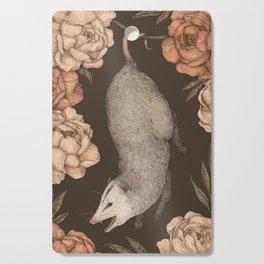 The Opossum and Peonies Cutting Board