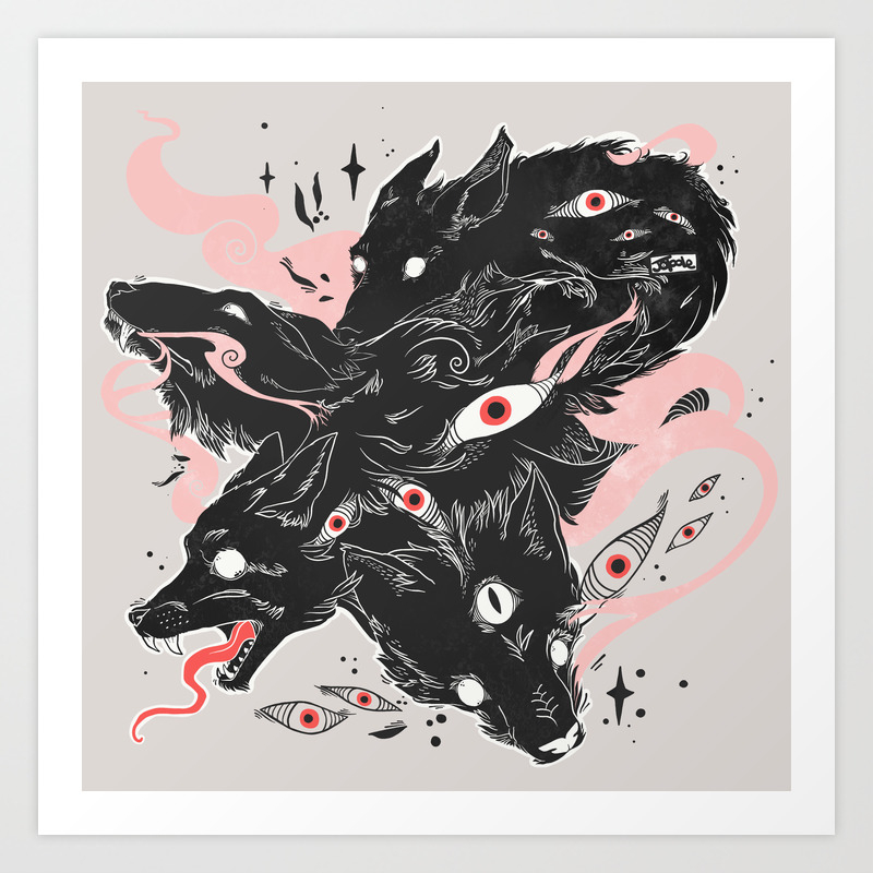 Wild Wolves With Many Eyes Art Print By Cellsdividing Society6