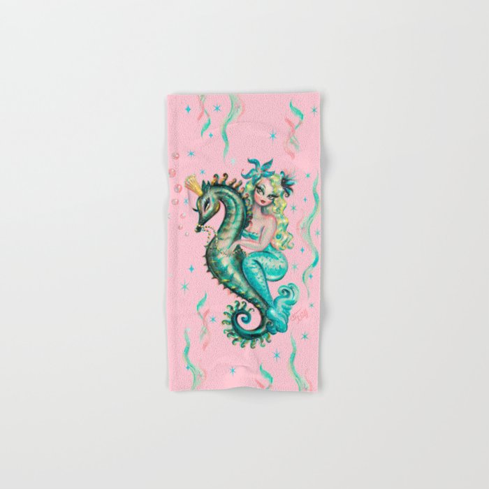 Mermaid Riding a Seahorse Prince Hand & Bath Towel