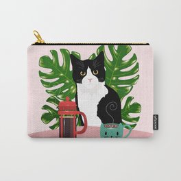 Tuxie Cat and Coffee Carry-All Pouch