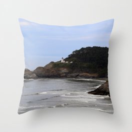 Heceta Head Lighthouse Throw Pillow | Digital, Photo, Nature, Oregon, Seascape, Color, Landscape, Lighthouse, Architecture 
