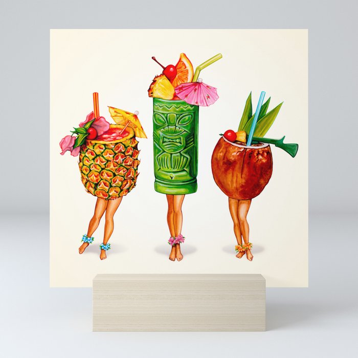 Tiki Cocktail Pin-Ups Mini Art Print