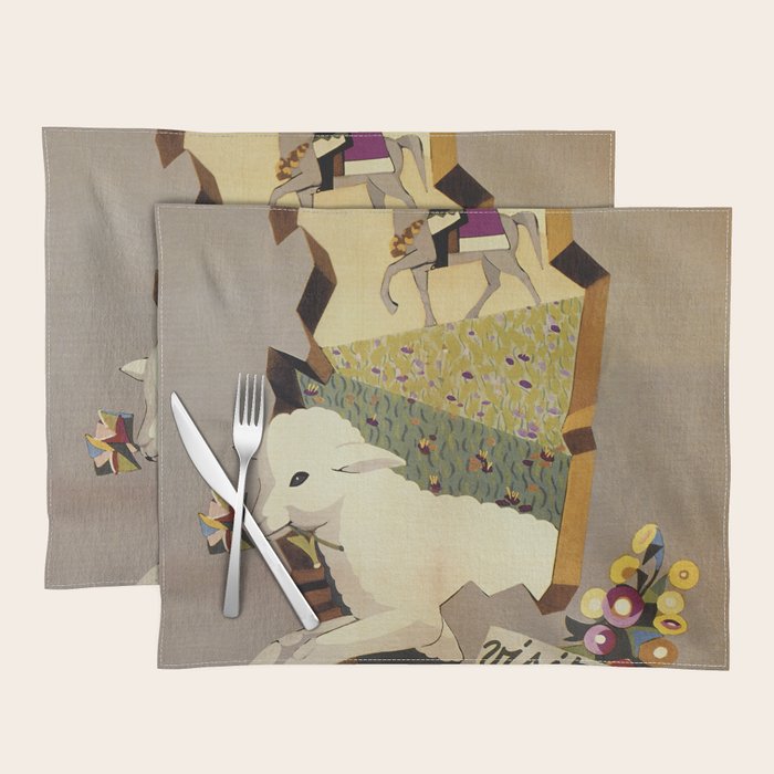 Visit Sardinia vintage Italian travel ad Placemat by Society6