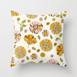 70's Retro Floral Pattern Throw Pillow