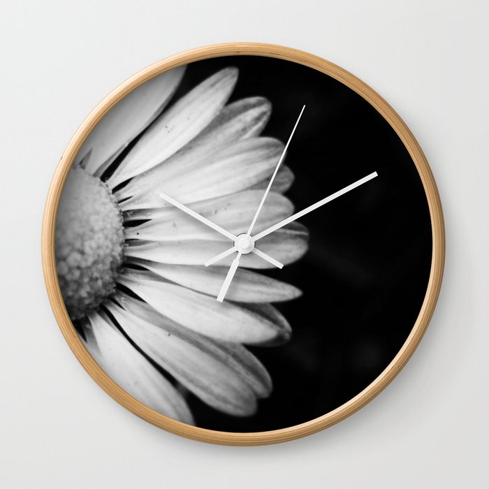 Black and White Flower Macro photography monochromatic photo Wall Clock