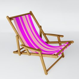 [ Thumbnail: Light Pink & Fuchsia Colored Striped/Lined Pattern Sling Chair ]