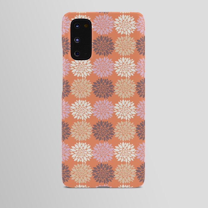 orange peach pink floral aesthetic sea anemone nautical medallion Android Case