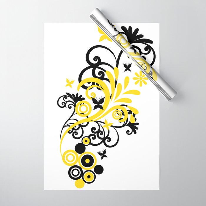 Butterfly Flourish YELLOW Wrapping Paper