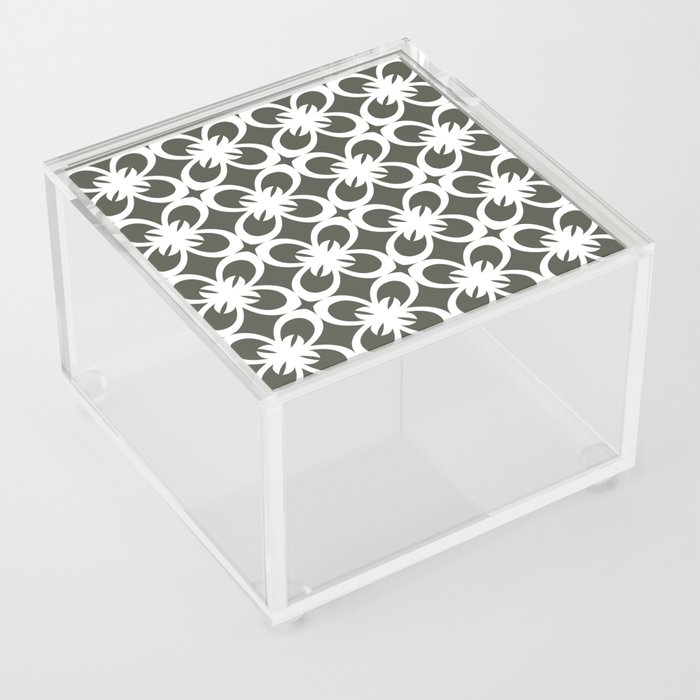 Dark Gray and White Floral Flower Pattern - Diamond Vogel 2022 Popular Colour Clover Patch 0431 Acrylic Box