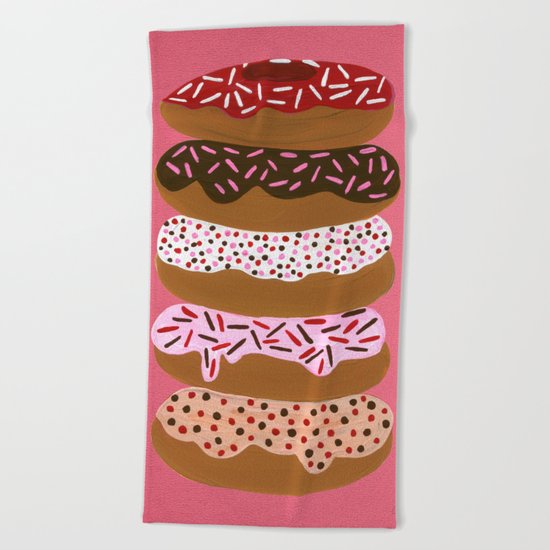 Stacked Donuts on Cherry Beach Towel