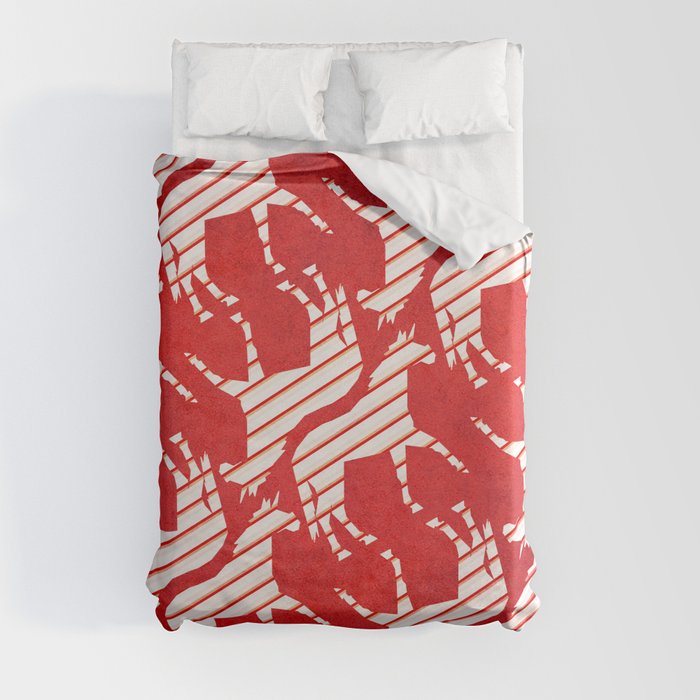 Peppermint Striped Unicorn Duvet Cover