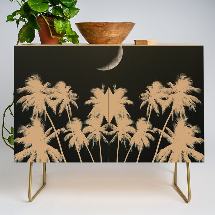 Summer palm tree by night Credenza