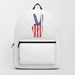 American Flag Hand Giving Peace Sign Backpack