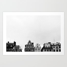 Houses in Stockholm, Sweden | Gamla Stan | black and white print | travel print | travel photography | city print | Scandinavia | Europe  Art Print