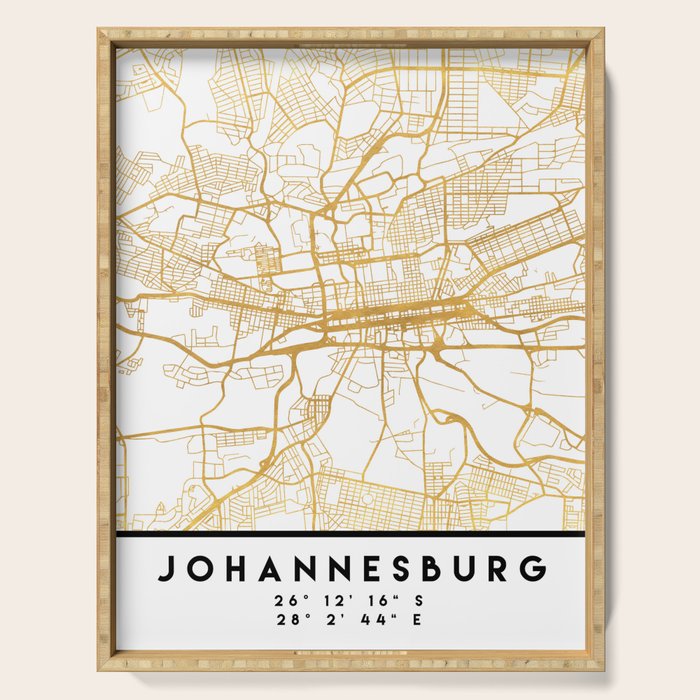 JOHANNESBURG SOUTH AFRICA CITY STREET MAP ART Serving Tray by deificus