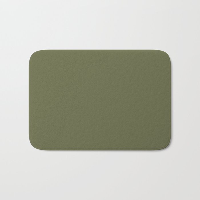 Dark Green Solid Color Hue Shade - Patternless Bath Mat