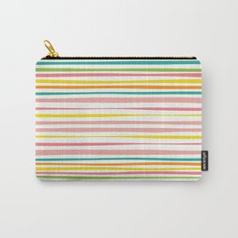 Natural Stripes Pattern Colourful Spring Green Pink Yellow Teal Orange Carry-All Pouch