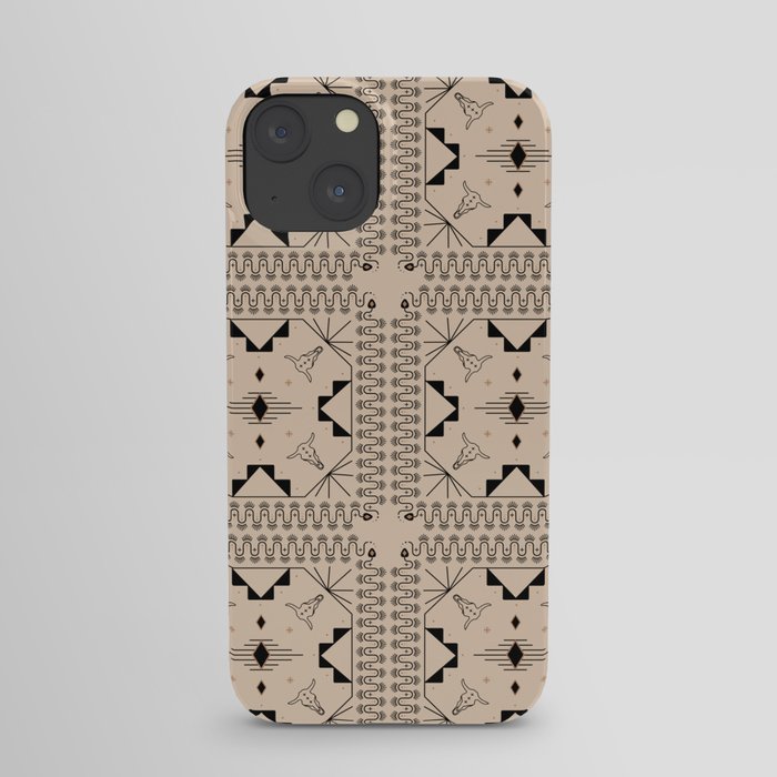 Lost Desert Tile - Black & Camel iPhone Case