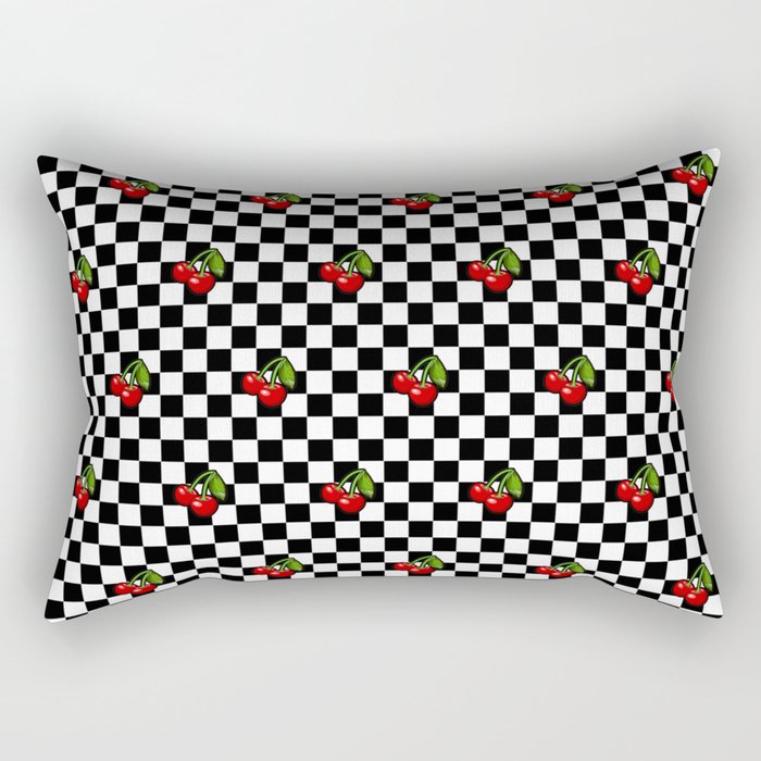 Checkered Cherries Rectangular Pillow