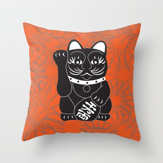 lucky cat Throw Pillow