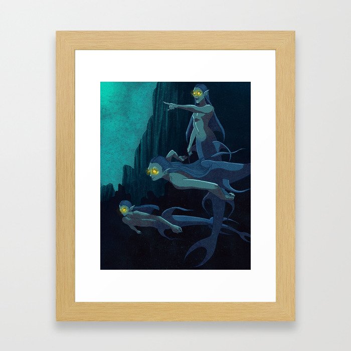 Ultra marine Abyssal Mermaid Framed Art Print