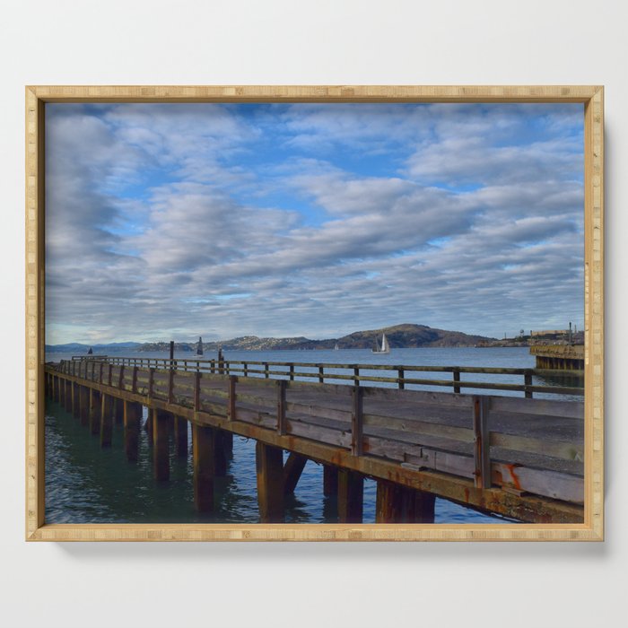 Cloudy Pier - Alcatraz Island Serving Tray