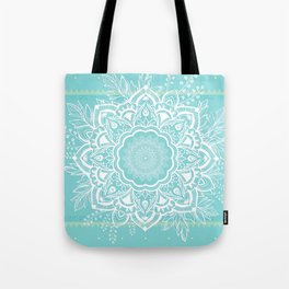 mandala bohemian embellishments floral medallion turquoise Tote Bag | Elements, Cyan, Inspirational, Digital, Bohemian, Graphicdesign, Embellishments, Mandala, Medallion, Liveauthentic 