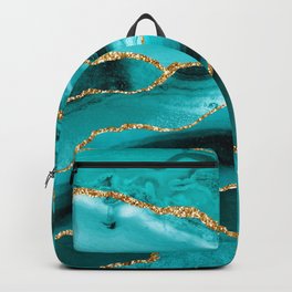 Aqua Turquoise Day Blue Galaxy Marble Backpack