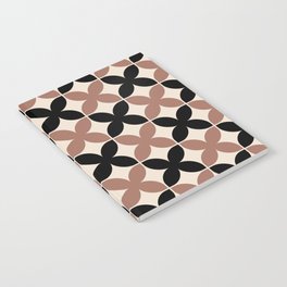 Geometric Flower Pattern 928 Brown Black and Beige Notebook