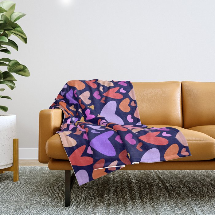 Valentine's Hearts Pattern Love Romantic February Gifts for Her Throw Blanket