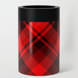 Red and Black Plaid Tartan Can Cooler