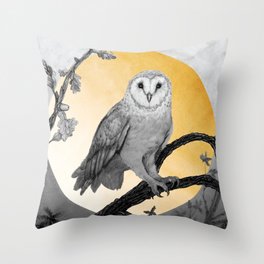 Golden Owl Throw Pillow
