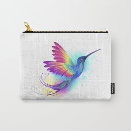 Exotic Rainbow Hummingbird Carry-All Pouch | Rainbow, Rainbowbird, Wildlife, Artistically, Exotic, Fauna, Bird, Contour, Paint, Hummingbird 