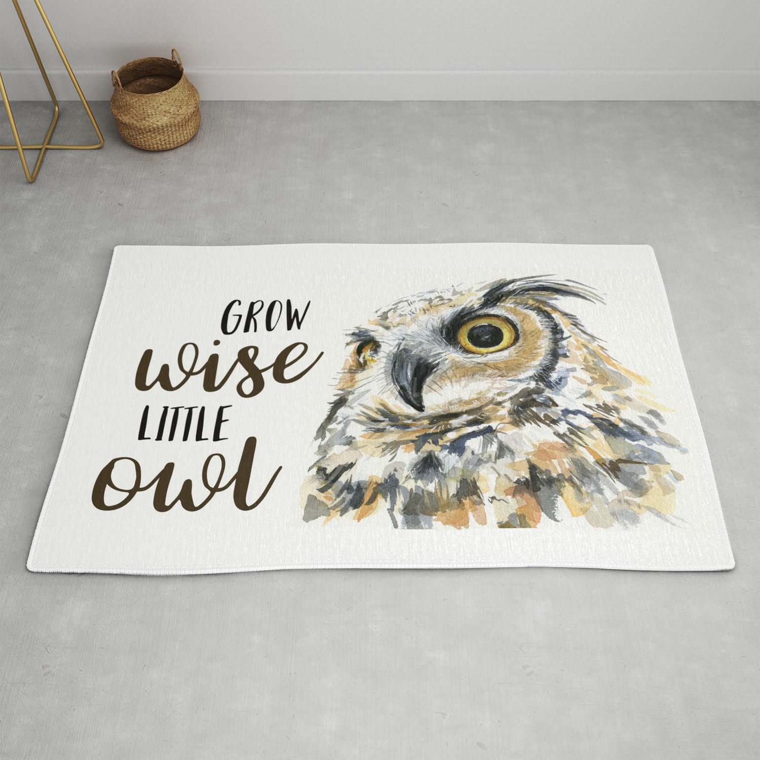 Art Great Horned Owl Rug, Owl Nursery Rug