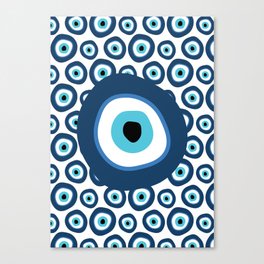 Superimposed Blue Evil Eye Pattern Canvas Print