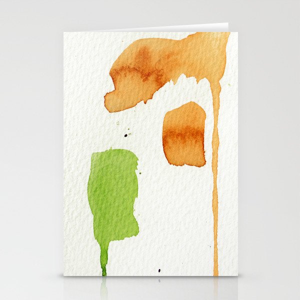 Orange and Green Abstract Art Stationery Cards