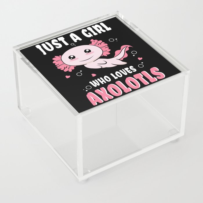 A Girl Loves Axolotls Walking Fish Kawaii Axolotl Acrylic Box