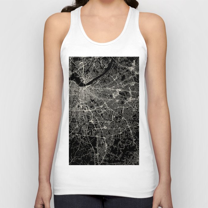 Louisville, USA - Black and White City Map Tank Top