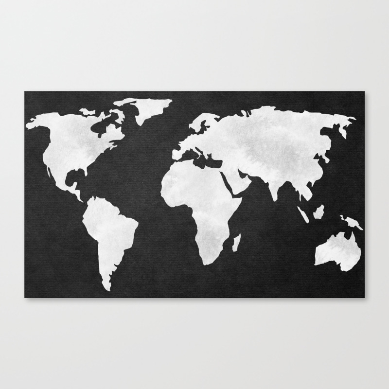 Earth Map Dark Gray And White Continents Canvas Print By Mapmaker Society6 Earth Map Dark Gray And White Continents Canvas Print By Mapmaker Society6