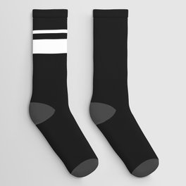 White minimalist lines on black background Socks