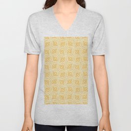 Textured Fan Tessellations in Warm Sunny Yellow V Neck T Shirt