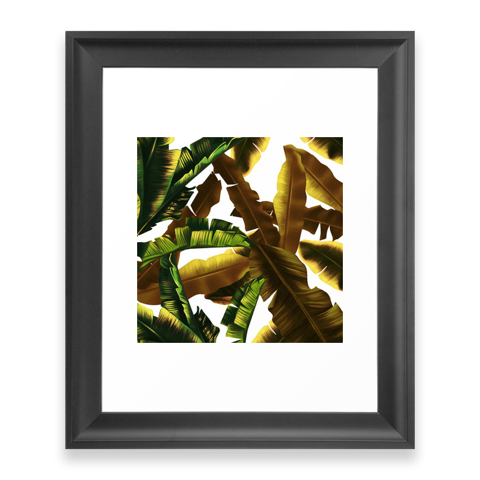 Tropical Banana Leaves Pattern Gold Framed Art Print by bekimart