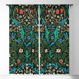 William Morris Tulips, Blue Columbine, Orchids, & Sunflowers Textile Flower Print Blackout Curtain