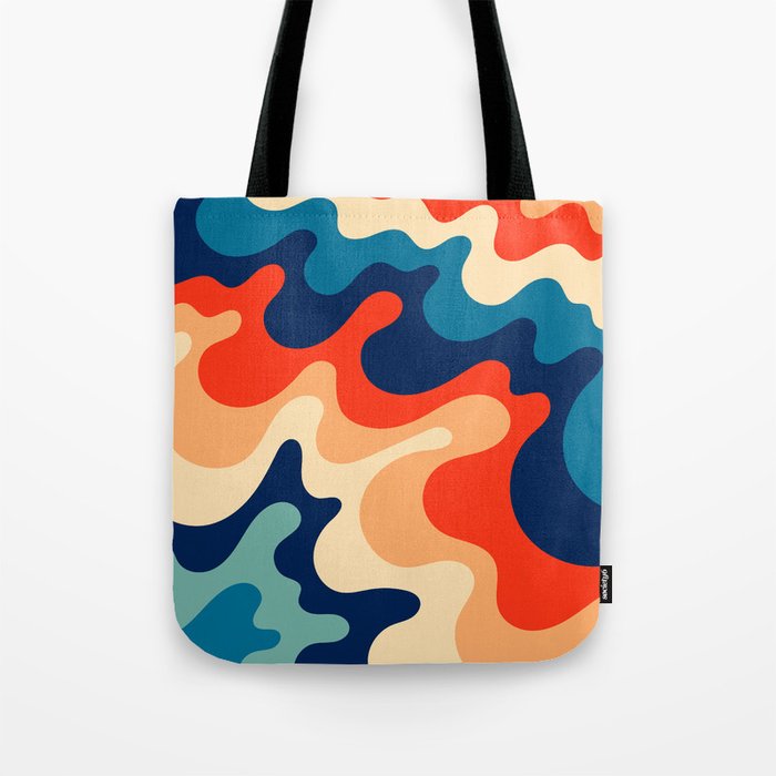 Retro 70s and 80s Abstract Soft and Flowing Layers Swirl Pattern Waves Art Vintage Color Palette 3 Tote Bag