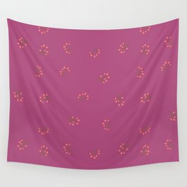 Branches With Red Berries Seamless Pattern on Magenta Background Wall Tapestry