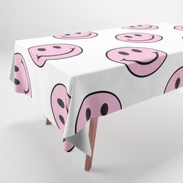 Pink Smiley Face Pattern Tablecloth